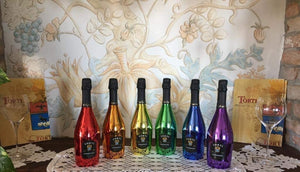 Luxus-Geschenkbox aus Holz mit Seidenfutter und Regenbogen-Kollektion, komplettes Set mit 6 Flaschen