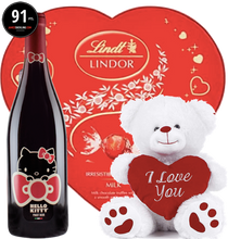 Load the image into the Gallery viewer, Hello Kitty Pinot Noir Chocolates and I love you bear
