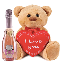 Carregue a imagem no visualizador da Galeria, Hello Kitty Sweet Pink Sparkling Rosé ursinho segurando um coração com &quot;eu te amo&quot;
