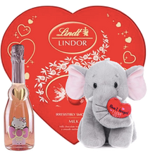 Load the image into the Gallery viewer, Hello Kitty Sweet Pink Sparkling Rosé Soft elephant with red heart &quot;don&#39;t forget I love you&quot;
