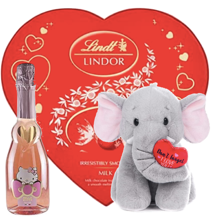 Hello Kitty Sweet Pink Spumante Rosè Elefante morbido con cuore rosso 